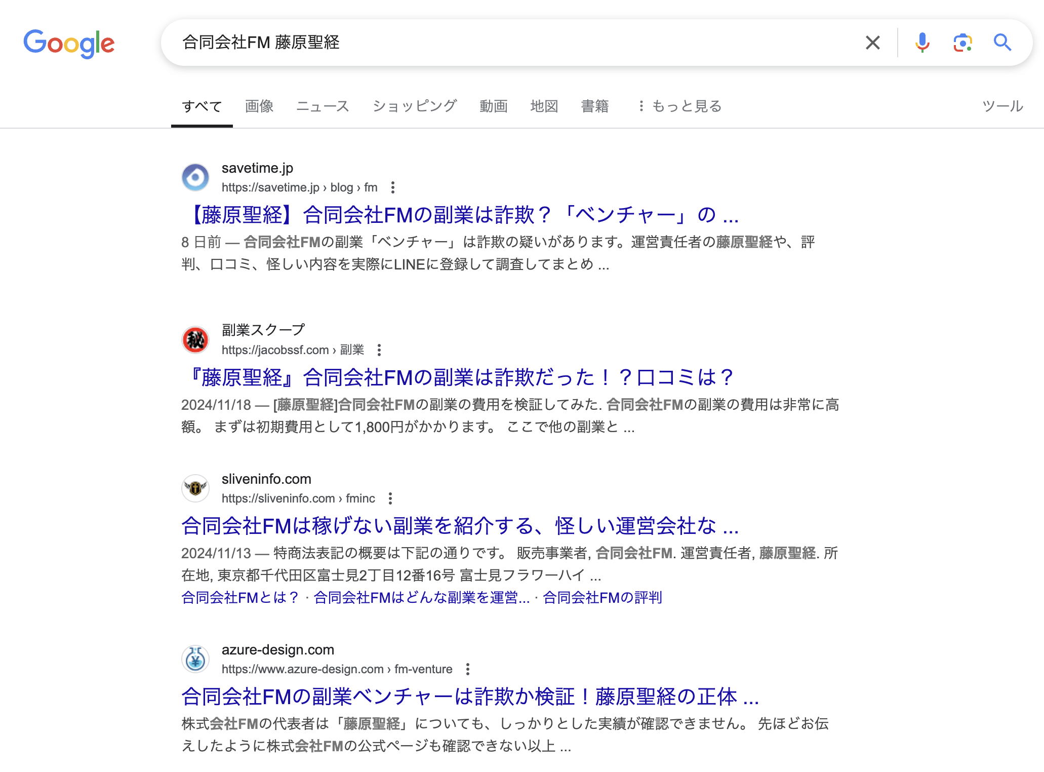 合同会社FM | 藤原聖経のgoogle検索結果スクリーンショット